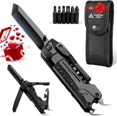 Мультитул Freelander 21-в-1: плоскогубці, ніж, пилка, викрутки, набір біт - для кемпінгу та активного відпочинку, подарунок для чоловіків