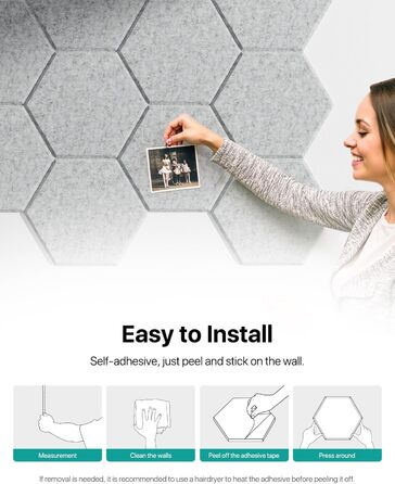 Акустичні гексагональні панелі Soundsbay, звукопоглинаючі шестикутні панелі з пінопласту високої щільності для стін, офісу та студії, 30.5 x 25.4 x 1 см, сірі (18 шт)