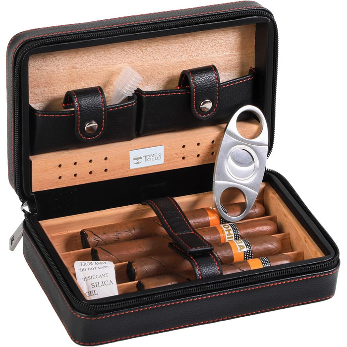 Чоловіче шкіряне цигарряне етої Time C Club для 4 цигарок з різаком та зволожувачем, подарунок для нареченого, на день народження, на День батька