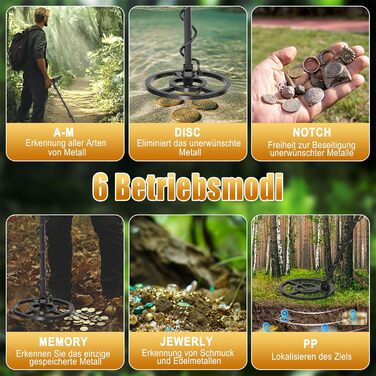 Металодетектор OMMO для дорослих: професійний набір, 6 режимів, вологостійкий, IP68, світло-помаранчевий