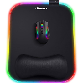 Килимок для миші ігровий Gimars RGB XXL 800x300x5mm з підсвічуванням 12 LED, водовідштовхувальна поверхня, протиковзкий гумовий низ, чорний