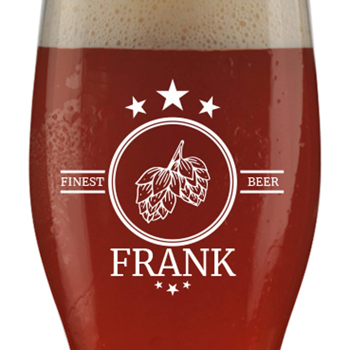 Склянка для пива з іменем або побажанням, 0,5л, з гравіюванням, індивідуальний подарунок, персоналізована склянка для пшеничного пива (Finest Beer)