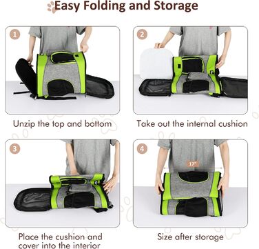 Рюкзак для тварин Kritter Planet з сітчастими вікнами, дихаючий та складаний, для собак та котів, знімний килимок, для походів, їзди на велосипеді, активного відпочинку, 7 кг, зелений