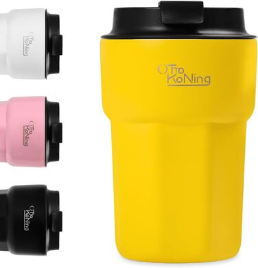 Термокружка 350 мл з кришкою, що не пропускає, з нержавіючої сталі для кави, чаю та напоїв на виніс (Жовтий)