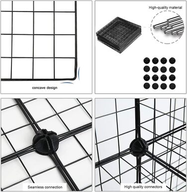C&AHOME Wire Cube Storage, 6 - Metal Cube Organizer with C-Grid, Modular Shelving Units, Storage Container Shelves, Closet Organizer, 93.5 cm L x 31.8 cm W x 93.5 cm H, Black