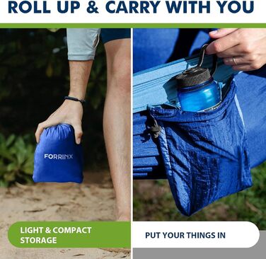 Гамак для відпочинку на відкритому повітрі, кемпінгу, 2 особи, 300 x 200 см, ультралегкий, портативний, для подорожей, вантажопідйомність до 300 кг, сапфірово-блакитний, нейлон, дихаючий