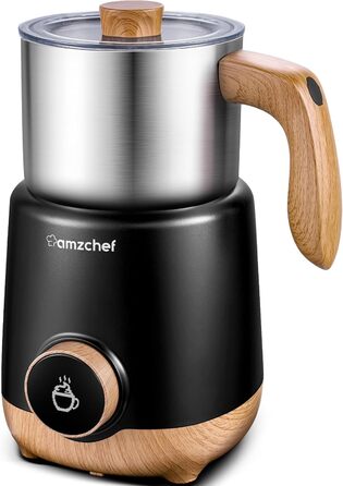 AMZCHEF Автоматичний спінювач молока 8-в-1, 550 Вт, 600 мл. Багатофункціональний спінювач молока для гарячого та холодного напою, дитячого харчування. Срібний колір
