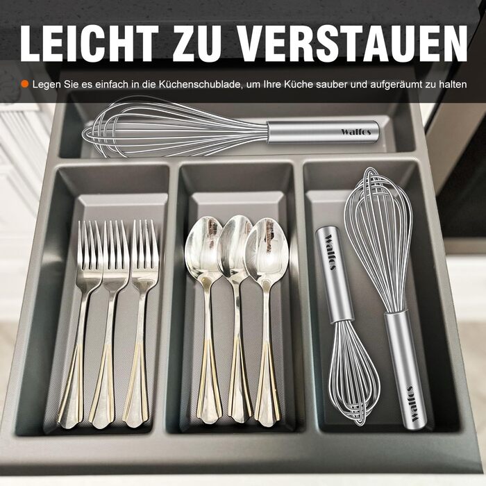 Набір вінчиків Walfos® з нержавіючої сталі (3 шт.) - 18см, 23см, 28см. Стійкі до високих температур, ідеальні для салатів та збивання яєць.