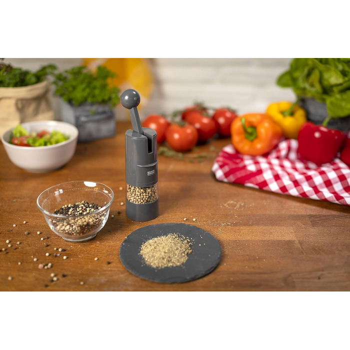 KUHN RIKON Salt and Pepper Grinder Ratchet Grinder, Manual Spice Grinder, Grey, Adjustable Ceramic Grinder