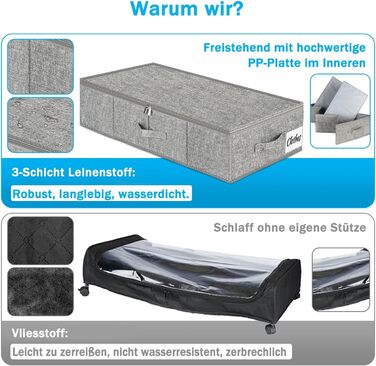 Коробки для зберігання під ліжко з кришкою 12 см, 2 шт. Складані контейнери для одягу та постільної білизни (сірий)