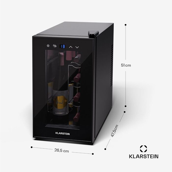 Витримайте вино з комфортом: Витримайте вино Klarstein Reserva Slim Uno - винний холодильник з LED-підсвіткою та UV-захистом