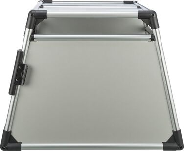 Трійзі Двомісна переносна клітка для собак з алюмінію – переноска для двох собак до 50 кг, 93 × 64 × 83 см, з висувною перегородкою, надійний замок, неслизький килимок – 39345 срібна L 93 x B 83 x H 64 см Двомісна переноска