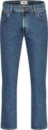 Джинси чоловічі Wrangler Texas Regular Fit Authentic Straight, еластичні, Stonewash, з ременем (36W/36L, коричневий)