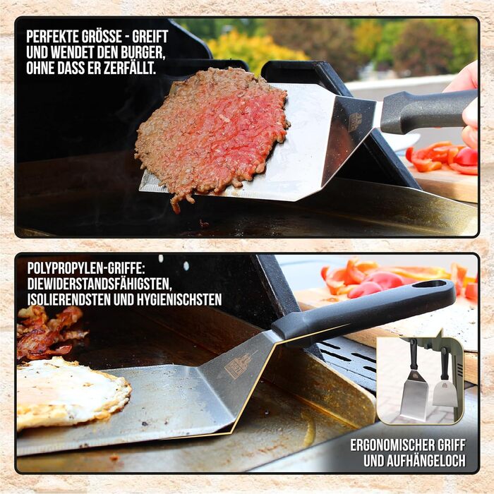 Набір для приготування Smash Burger: прес для гамбургерів, дзвоник та шпатель з нержавіючої сталі 304. Гарантія 10 років. Для контакту з харчовими продуктами.