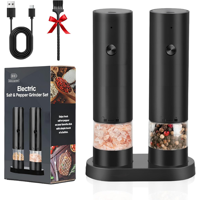 Електричні млини для солі та перцю (2 шт.), USB, для великої солі та перцю