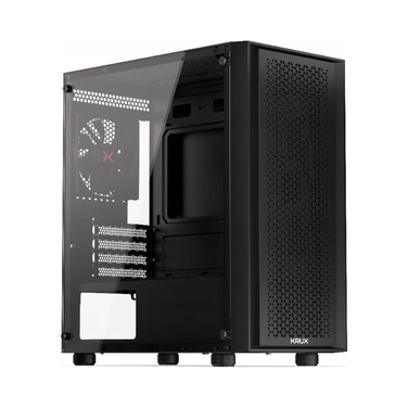 Корпус для комп'ютера Krux Scor, бічна панель зі скла, 1 вентилятор, mATX, чорний