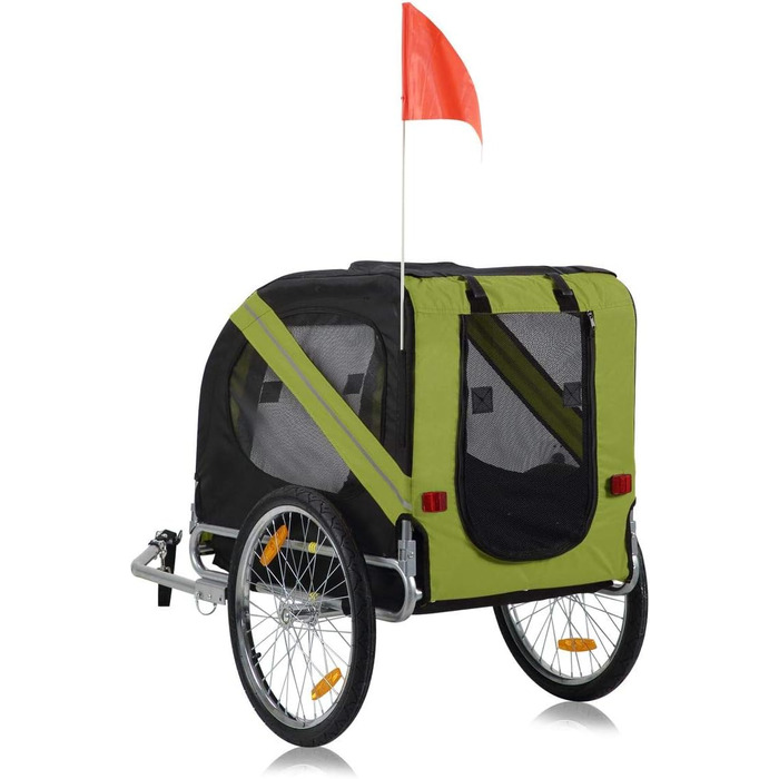 Фарм-причіп Zoomundo для собак: зелений/чорний, срібляста рама