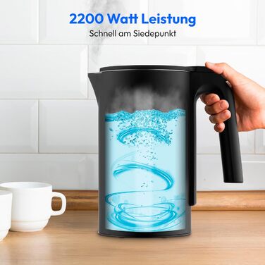 Електричний чайник MEDION LIFE MD12106, 2.2 кВт, 1.5 л, LED дисплей, LED підсвітка, автопрограми, захист від дітей, чорний