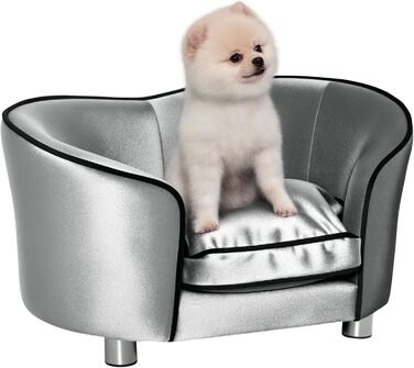 Диванчик для собак PawHut, лежанка для котів, крісло для тварин з дерев'яним каркасом, знімний коврик, 69 x 49 x 38 см