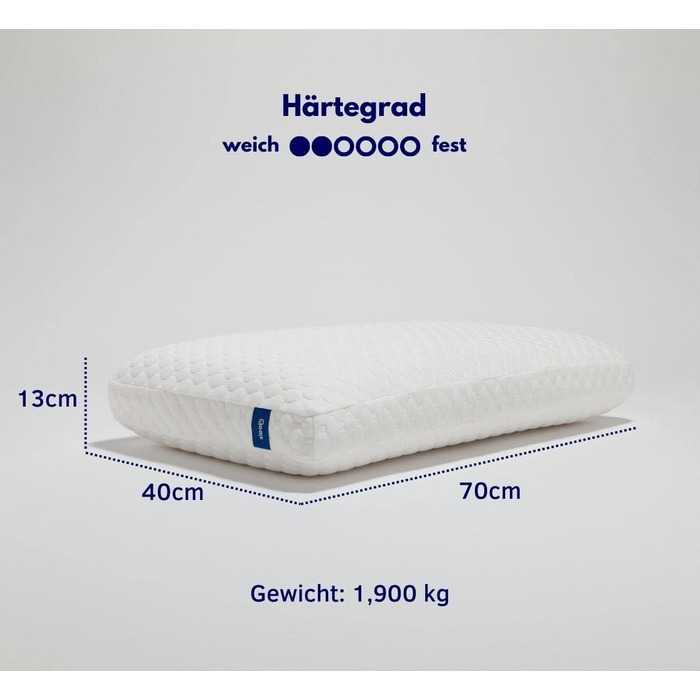 Ортопедична подушка для шиї sleepi® Comfort 70x40x13 см | Пам'ятний пінополіуретан | Оптимальна підтримка та розвантаження тиску