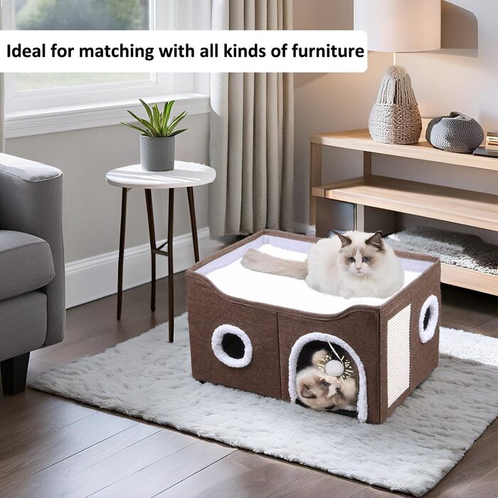 Кігтеточка-будиночок для котів Ernan Katzenhöhle, коричнева, середнього розміру