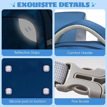 Шкільний рюкзак для підлітків 46L, рюкзак для школи, гімназії, старшої школи з нагрудною стрічкою, світловідбиваючими елементами, відділенням для 17.3' ноутбука, міцний, повсякденний (Блакитний)