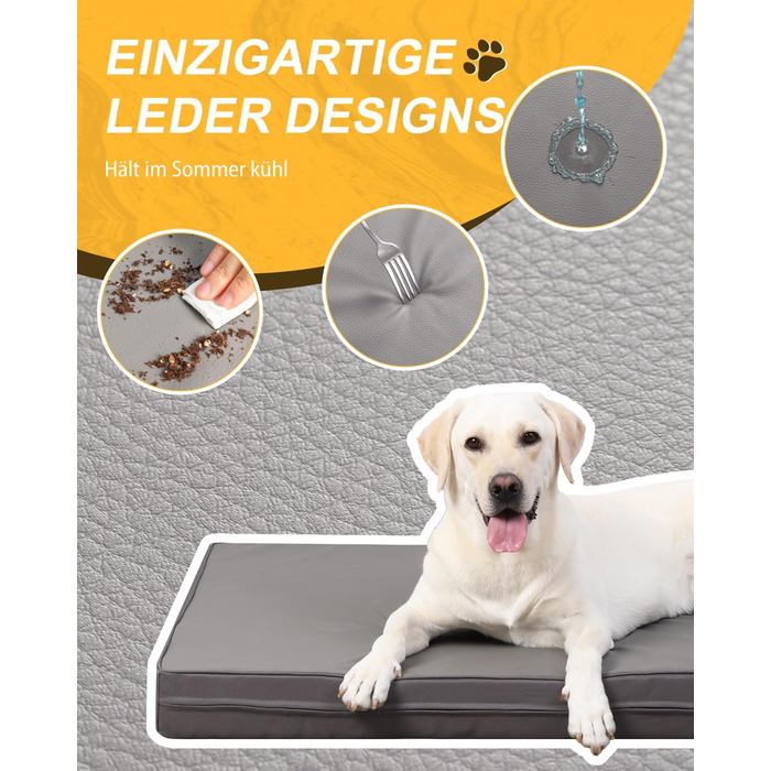 Favodormir Orthopedic Dog Bed, Dog Cushion for Large Dogs XXL, with Washable Removable Cover, Outdoor Dog Mat, Dog Basket, Dog Mattress for Large Dogs, 119x73x9cm (L 119 x W 73 x H 9 cm, Grey)