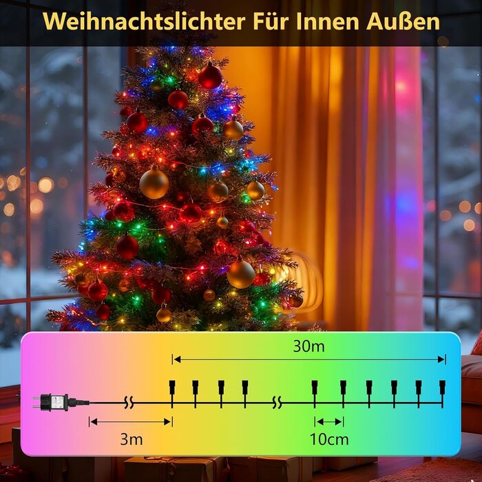 Льорочка MAGGIFT з 200 LED для прикраси дому та саду. Вологостійка гірлянда з таймером, диммуванням та пультом, 30 метрів, тепле біле світло