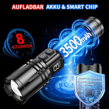 Ліхтар Shadowhawk XHM90.2: Потужний LED ліхтар з LCD дисплеєм, COB бічне світло, 7 режимів, 500000 люмен, тактичний, для кемпінгу та активного відпочинку, чорний