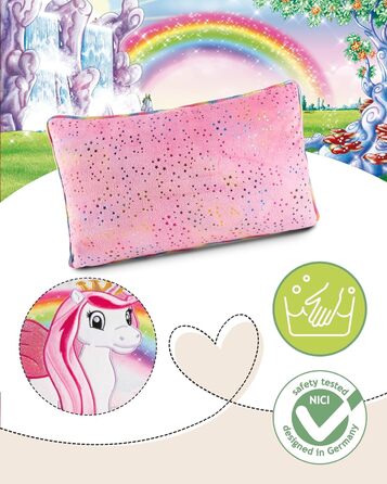 Дитяча подушка NICI Lissy PONY Einhorn Tamani 43x25 см, м'яка кольорова подушка-єдиноріг для дітей і дорослих, для дому, садочка або подорожей