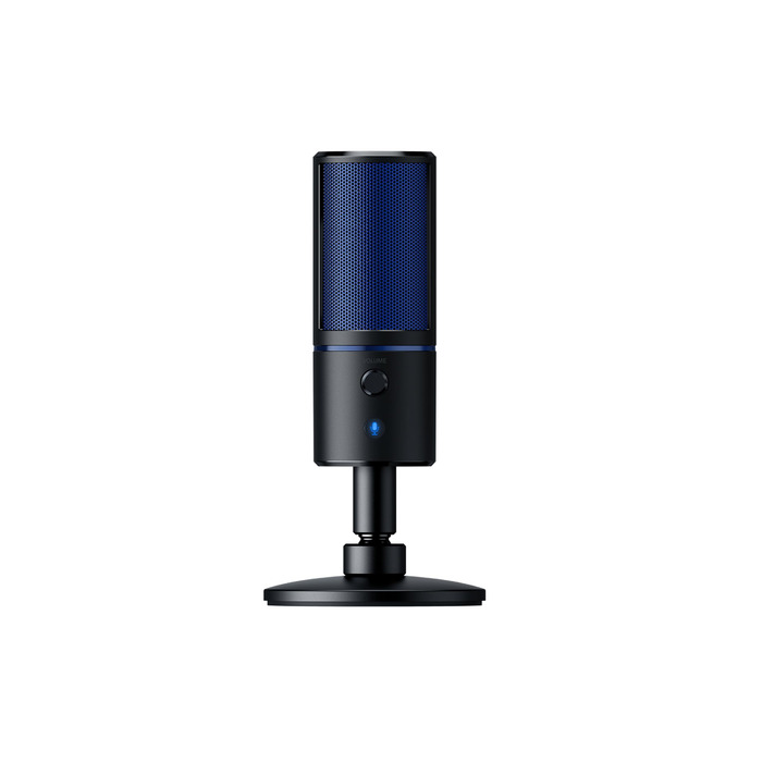 Razer Seiren X для PlayStation - USB конденсаторний мікрофон для стрімінгу PS4/PS5 (чорно-синій) з антивібраційним кріпленням та кнопкою вимкнення звуку