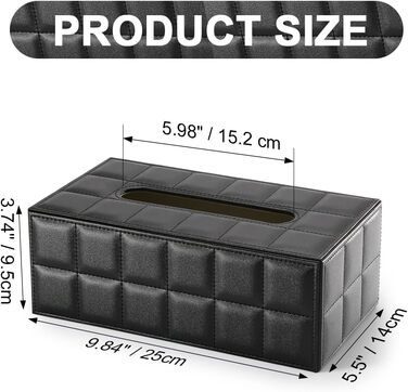 KINGFOM™ Rectangular Leather Cosmetic Tissue Box for Home/Office/Car (Black)