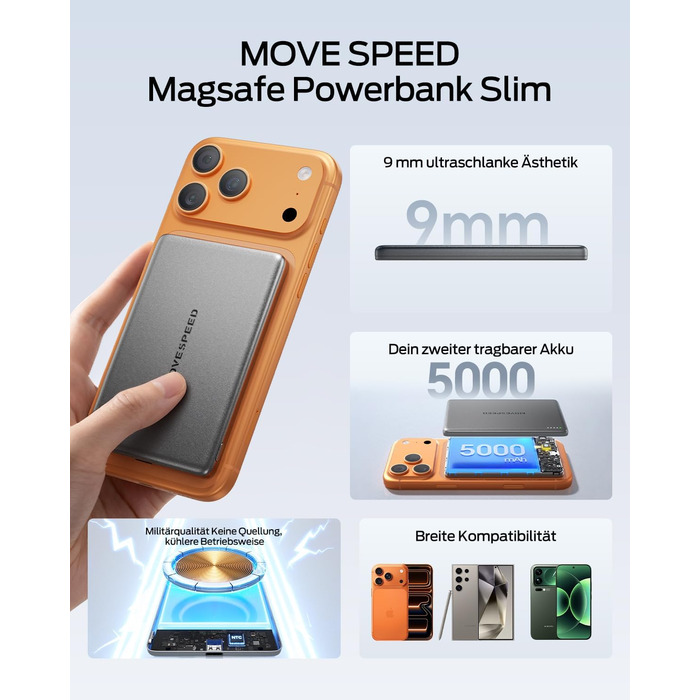 Power Bank MOVESPEED MagSafe 5000mAh Space Grau - Бездротовий зарядний пристрій для iPhone