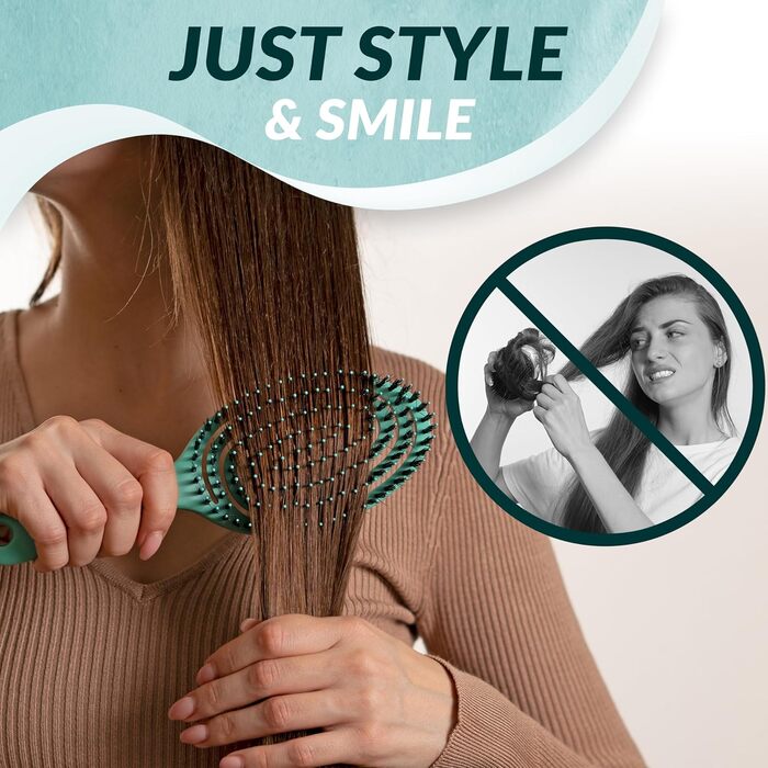 Щітка для волосся marQus Bio з щетиною дикого кабана без заплутування - розпушувач з подвійною спіральною пружиною - професійна щітка для розчісування всіх типів волосся, екологічні матеріали - для мокрого та сухого волосся, для блиску, об'єму, Blush (Aqu