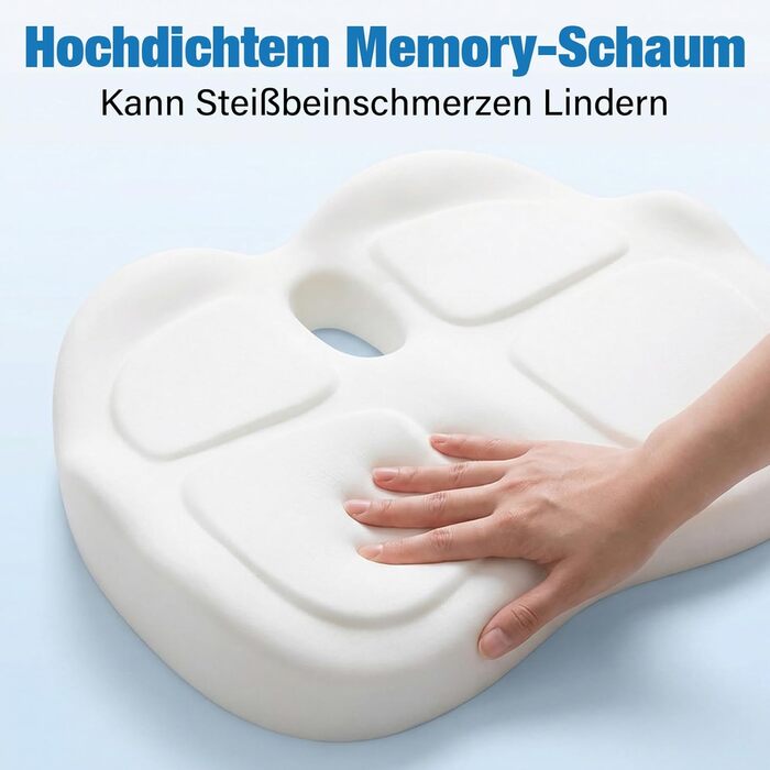 Ортопедична подушка для сидіння з Memory Foam для офісного крісла, авто та інвалідного візка, чорна. Зняття тиску на куприк, комфорт.