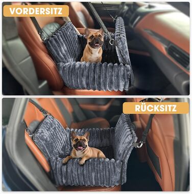 Mixjoy Dog Car Seat - Washable & Memory Foam - for Small to Medium Dogs - Rear & Front Seat - Grey