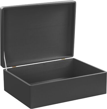 Large Wooden Box with Lid - All-Purpose Wooden Box - Storage Box | Toy Chest - Gift Packaging | Decorative Box for Crafts FSC® (approx. 40 x 30 x 14 cm | L, Black)