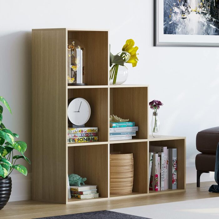 Стелаж Vida Designs Durham дубовий, 6 кубів, для книг і зберігання, органайзер для вітальні
