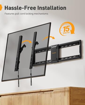 Настінне кріплення для телевізора Perlegear, похиле, 37-82 дюйми, LED/LCD/OLED/Plasma, VESA 600x400, до 60 кг