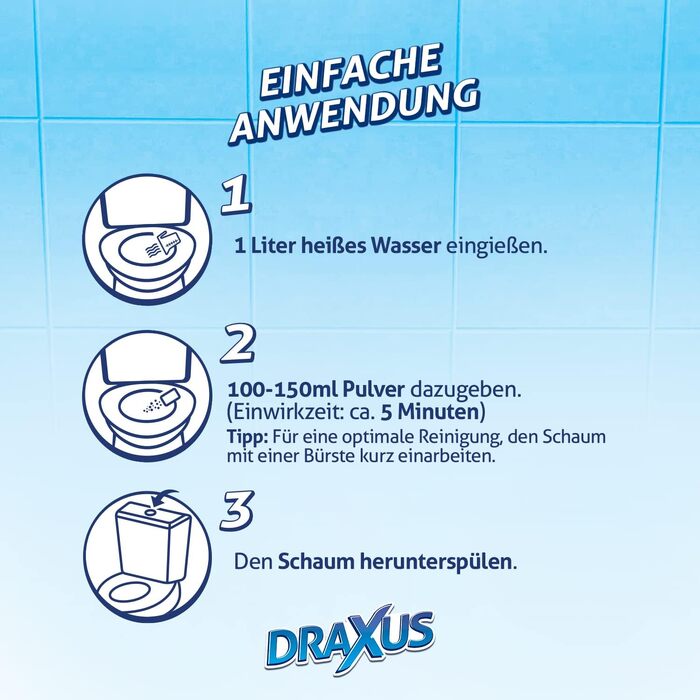 Засіб для чищення унітазу DRAXUS WC Schaum, активна піна проти вапна та сечового каменю, XXL упаковка 2.5 кг