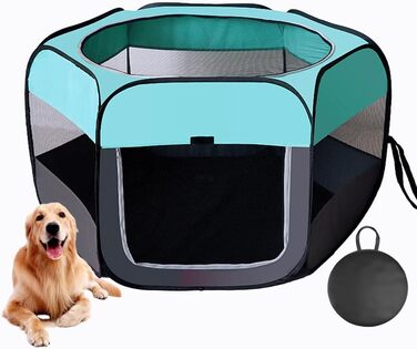 Переносний загін для собак та котів XL, переносна клітка для тварин, переносна коробка для собак, клітка для вагітних котів (м'ятно-блакитний)