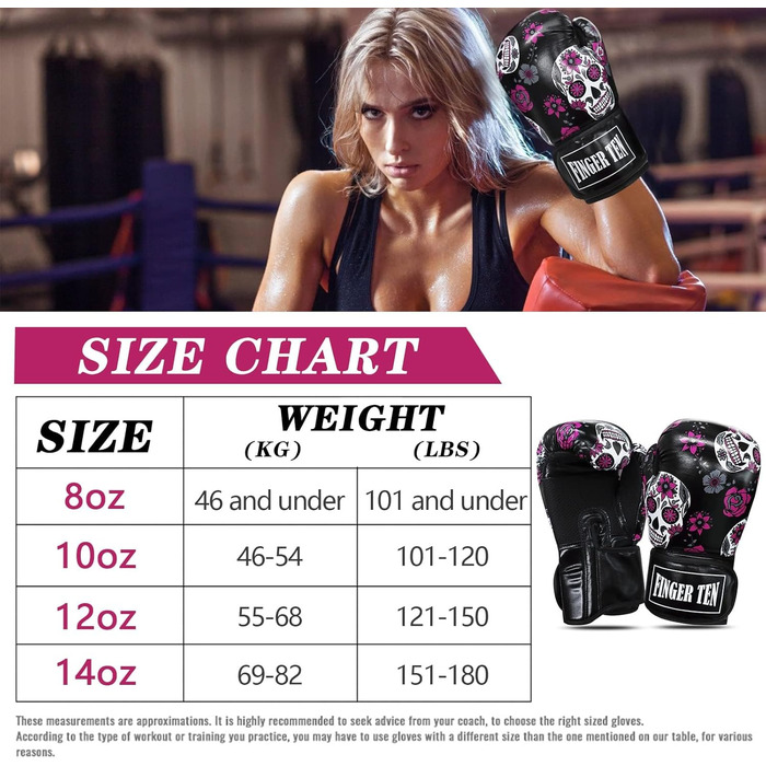 Боксерські рукавички для жінок, бокс, кікбоксинг, 8-16 oz, чорні. Ідеальні для тренувань, спарингу, MMA та роботи з мішком.