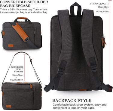 ESTARER Convertible Backpack Laptop Bag Shoulder Bag Messenger Bag 17/17.3 inch Multifunctional Bag for Business/School/Travel