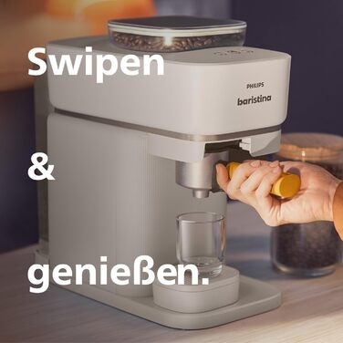 Philips Baristina Espresso Machine - Real Espresso made simple. Compact coffee machine - Naturweiß (off-white) with white portafilter - 16-bar pump pressure - automatic grinder - Cafe Crema (BAR300/00)