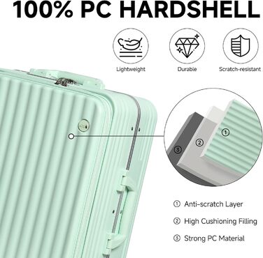 Набір валіз Sea Choice Hartschalen 2 шт. (Trolley, 55/78 см) з TSA замком та тримачем для напоїв, зелений