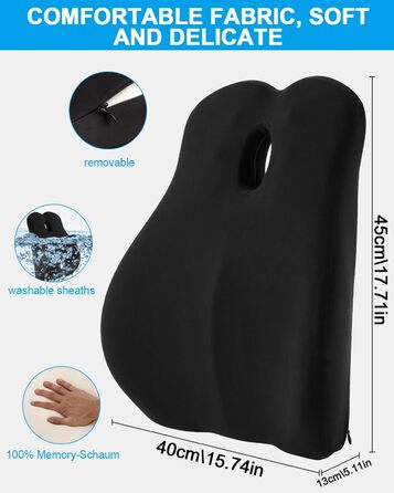 Ергономічна подушка для спини з піни Memory Foam для офісного крісла та дивана, чорний колір (Yoga)