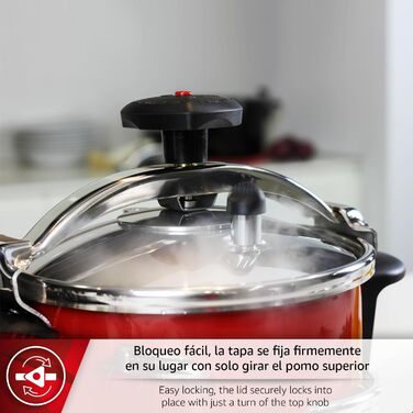 Каструля-сковорода швидкої приготування Magefesa Castell 6L, червона, нержавіюча сталь 18/10, для всіх типів плит, повна індукція