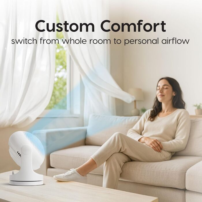 Вентилятор Iris Ohyama Woozoo, 33 м², 3 швидкості, осциляція, тихий, настільний, портативний, білий, з пультом керування