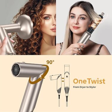 Фен-щітка Air Styler 5 в 1: мультистайлер для волосся, 1000W, чорний (6 в 1: платиново-золотий)