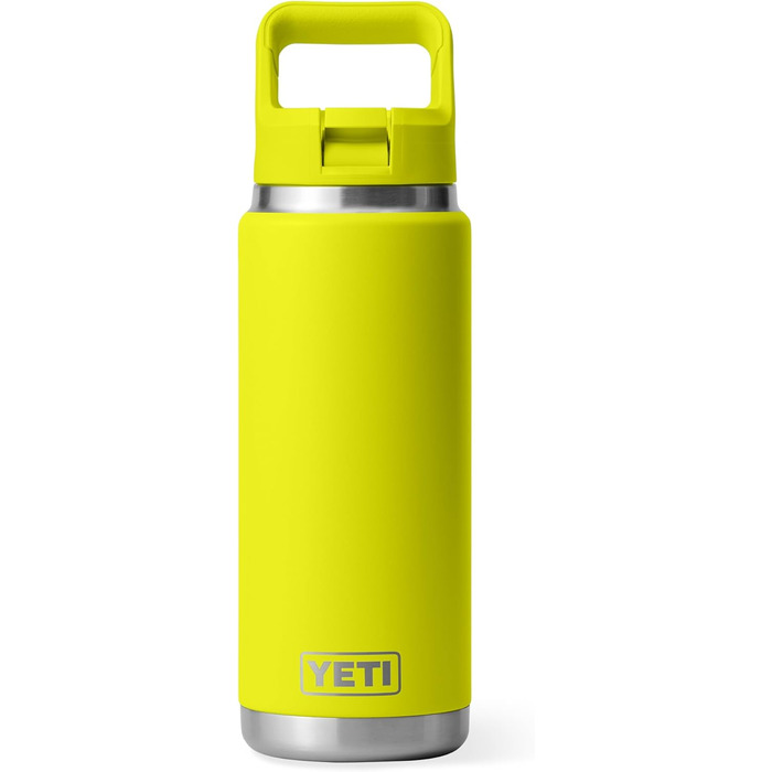 YETI Rambler C Drink Straw Bottle, vacuum-insulated stainless steel bottle with straw lid, 26 oz (769 ml) (Firefly Yellow)